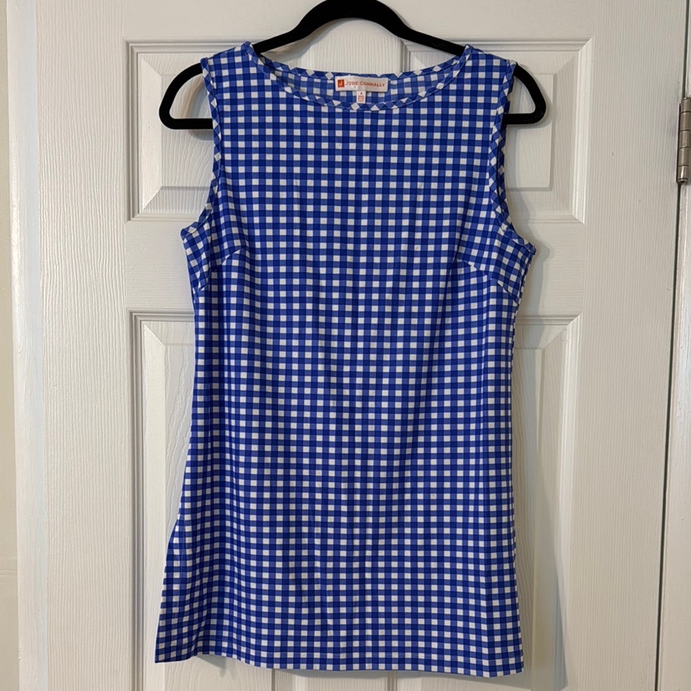 Jude Connally Blue and White Gingham Tank, Small